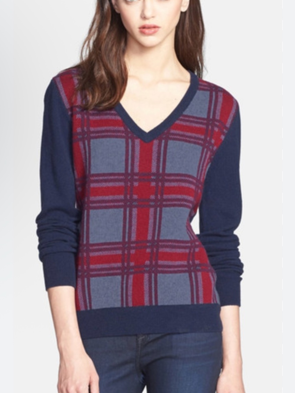 Equipment Cecile femme xs blue and red sweater wool blend
